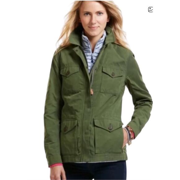 Vineyard Vines Utility Barn Waxed Jacket Olive Green XS - Picture 1 of 6